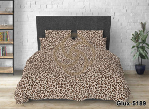 Бязь постільна білизна полуторний комплект коричневий леопард