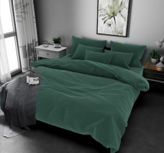 Бязь постільна білизна полуторний комплект зелений смужка