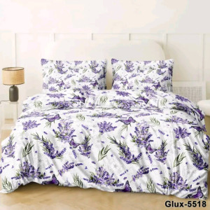 Бязь постільна білизна полуторний комплект білий лаванда