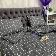 Бязь постільна білизна двоспальний комплект клітинка 4136d