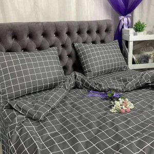 Бязь постільна білизна двоспальний комплект клітинка 4136d