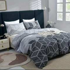 Бязь постільна білизна двоспальний комплект сірий ромби 4137d