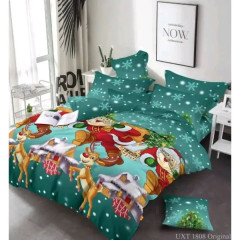 Бязь постільна білизна полуторний комплект новорічний 4141p