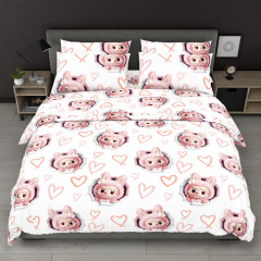 Бязь постільна білизна двоспальний комплект лабубу 4146d