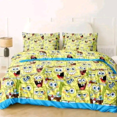 Бязь постільна білизна сімейний комплект губка боб жовтий 4145s