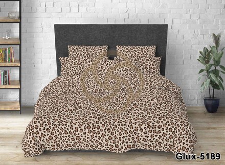 Бязь постільна білизна полуторний комплект коричневий леопард