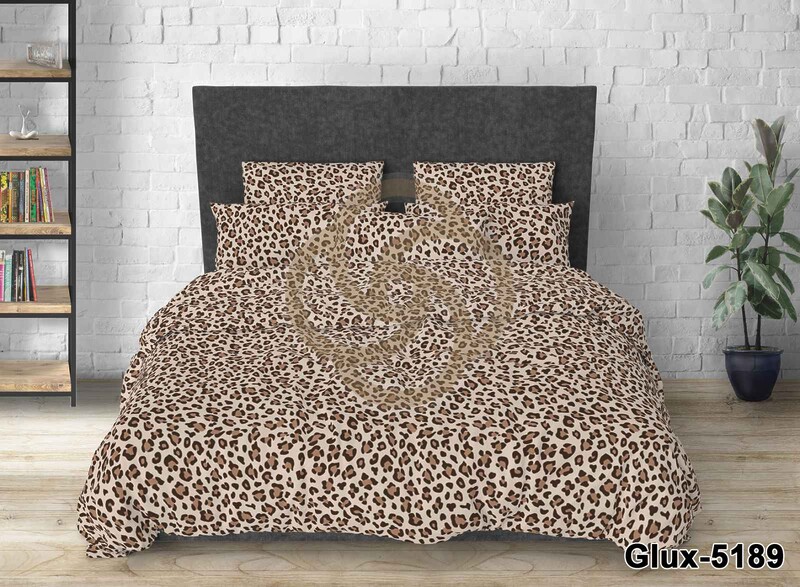 Бязь постільна білизна полуторний комплект коричневий леопард