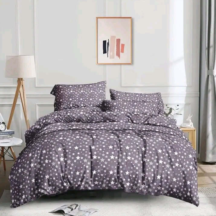 Фланель постільна білизна полуторний комплект сірий зірки 