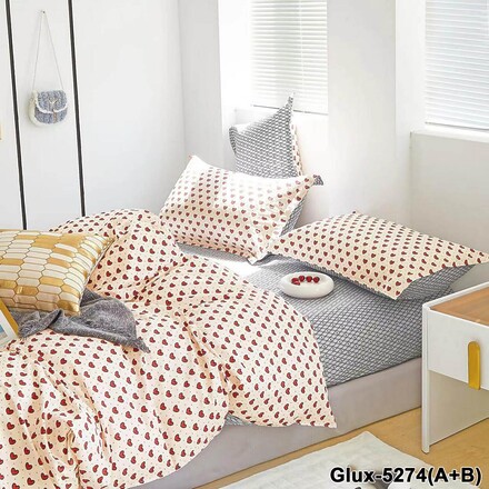 Бязь постільна білизна полуторний комплект сердечка 4132p