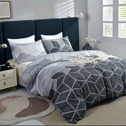 Бязь постільна білизна полуторний комплект сірий ромби 4137p