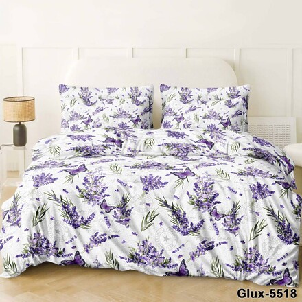 Простирадло на резинці 140-200 білий лаванда 4129
