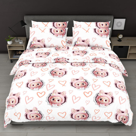 Бязь постільна білизна сімейний комплект лабубу 4146s