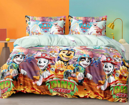 Бязь постільна білизна двоспальний комплект 4152d щенячий патруль