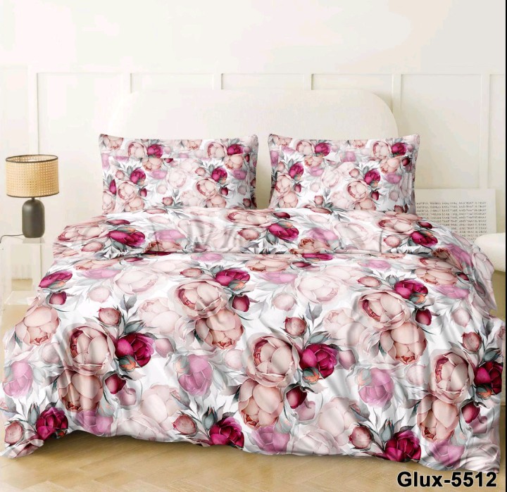 Бязь постільна білизна євро комплект квіти 4131e